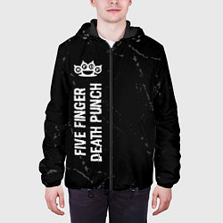 Куртка с капюшоном мужская Five Finger Death Punch Glitch на темном фоне, цвет: 3D-черный — фото 2