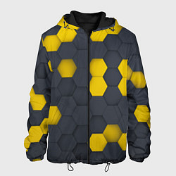 Куртка с капюшоном мужская Разноцветные Соты Пчёл, цвет: 3D-черный