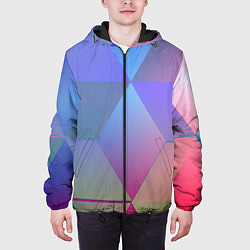 Куртка с капюшоном мужская Крупные квадраты, цвет: 3D-черный — фото 2