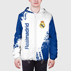 Куртка с капюшоном мужская Реал Мадрид краска, цвет: 3D-белый — фото 2