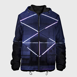 Куртка с капюшоном мужская Неоновый прерывистый куб во тьме - Фиолетовый, цвет: 3D-черный
