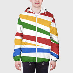 Куртка с капюшоном мужская Разноцветная зебра без чёрных полос, цвет: 3D-белый — фото 2