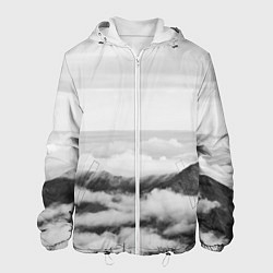Куртка с капюшоном мужская Горы и туман, цвет: 3D-белый