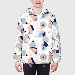Куртка с капюшоном мужская Многоугольники и Круги, цвет: 3D-белый — фото 2