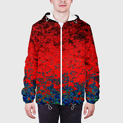 Куртка с капюшоном мужская Абстрактный узор мраморный красно-синий, цвет: 3D-белый — фото 2