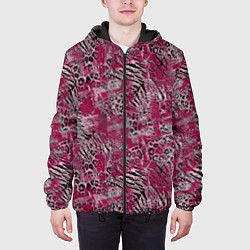 Куртка с капюшоном мужская Тигровый-леопардовый гранж, цвет: 3D-черный — фото 2