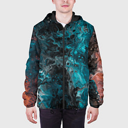 Куртка с капюшоном мужская Неоновая краска во тьме - Светло-синий, цвет: 3D-черный — фото 2