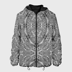 Куртка с капюшоном мужская Black and white oriental ornament, цвет: 3D-черный