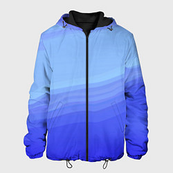 Куртка с капюшоном мужская Blue abstract pattern, цвет: 3D-черный