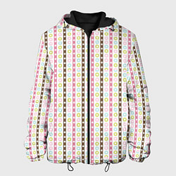 Куртка с капюшоном мужская Геометрия полосы и кружочки, цвет: 3D-черный