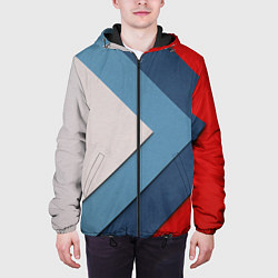 Куртка с капюшоном мужская Абстрактная геометрия - Синий, цвет: 3D-черный — фото 2