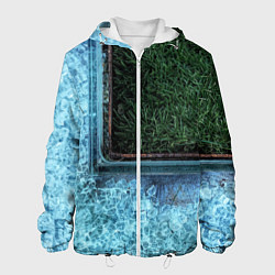 Мужская куртка Абстрактные лёд и трава - Синезелёный