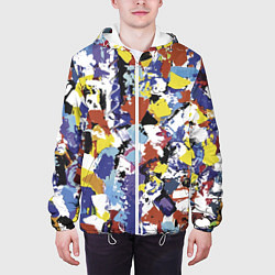 Куртка с капюшоном мужская Смелые мазки яркой краски на холсте, цвет: 3D-белый — фото 2