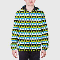 Куртка с капюшоном мужская Геометрические треугольники, цвет: 3D-черный — фото 2