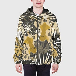 Куртка с капюшоном мужская Жирафы в тропиках, цвет: 3D-черный — фото 2