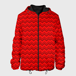 Куртка с капюшоном мужская Красные волнистые узоры, цвет: 3D-черный