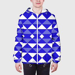 Куртка с капюшоном мужская Бело-синий геометрический узор, цвет: 3D-белый — фото 2