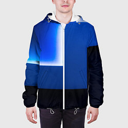 Куртка с капюшоном мужская Абстрактные геометрические фигуры - Cиний, цвет: 3D-белый — фото 2
