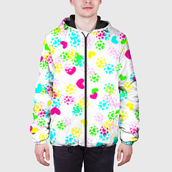 Куртка с капюшоном мужская Весна в сердцах на белом фоне, цвет: 3D-черный — фото 2