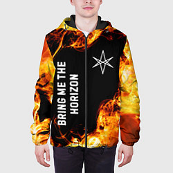 Куртка с капюшоном мужская Bring Me the Horizon и пылающий огонь, цвет: 3D-черный — фото 2
