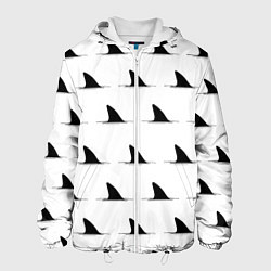 Куртка с капюшоном мужская Плавники акул - паттерн, цвет: 3D-белый