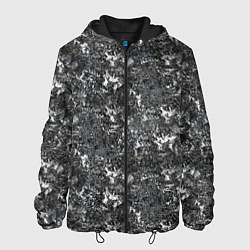 Куртка с капюшоном мужская Темно серый графитовый с текстурой камня, цвет: 3D-черный