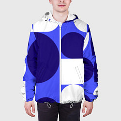 Куртка с капюшоном мужская Абстрактный набор геометрических фигур - Синий фон, цвет: 3D-белый — фото 2