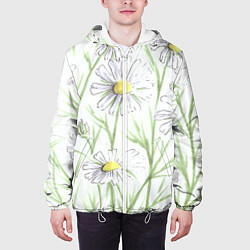 Куртка с капюшоном мужская Скетч Ромашки, цвет: 3D-белый — фото 2