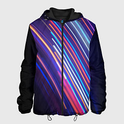 Куртка с капюшоном мужская Неоновое множество разноцветных фонарей во тьме, цвет: 3D-черный