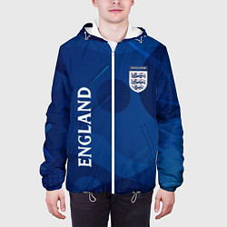 Куртка с капюшоном мужская Сборная Англии Синяя Абстракция, цвет: 3D-белый — фото 2