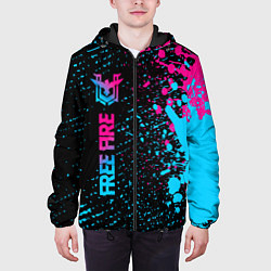 Куртка с капюшоном мужская Free Fire - neon gradient: по-вертикали, цвет: 3D-черный — фото 2