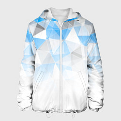 Куртка с капюшоном мужская Исчезающие серо-голубые полигоны, цвет: 3D-белый