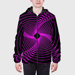 Куртка с капюшоном мужская Неоновая светящаяся спираль, цвет: 3D-черный — фото 2
