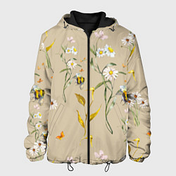 Мужская куртка Нарисованные Цветы Ромашки и Пчёлы