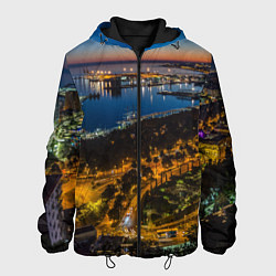 Куртка с капюшоном мужская Ночной город с высоты, цвет: 3D-черный