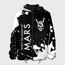 Куртка с капюшоном мужская Thirty Seconds to Mars и рок символ на темном фоне, цвет: 3D-черный