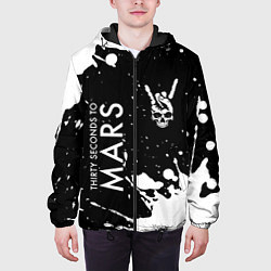 Куртка с капюшоном мужская Thirty Seconds to Mars и рок символ на темном фоне, цвет: 3D-черный — фото 2