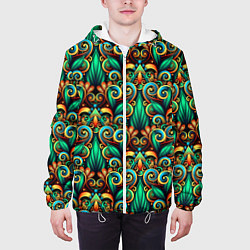 Куртка с капюшоном мужская Объемные яркие узоры, цвет: 3D-белый — фото 2