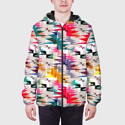 Куртка с капюшоном мужская Многоцветный абстрактный геометрический, цвет: 3D-черный — фото 2