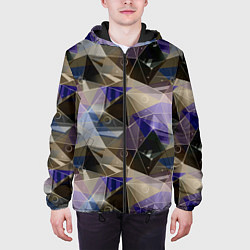 Куртка с капюшоном мужская Полигональный абстрактный: бежевый, коричневый, си, цвет: 3D-черный — фото 2