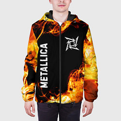 Куртка с капюшоном мужская Metallica и пылающий огонь, цвет: 3D-черный — фото 2