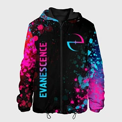 Мужская куртка Evanescence - neon gradient: символ и надпись верт