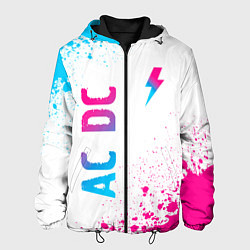 Куртка с капюшоном мужская AC DC neon gradient style: символ и надпись вертик, цвет: 3D-черный