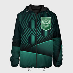 Куртка с капюшоном мужская Зеленый герб России, цвет: 3D-черный