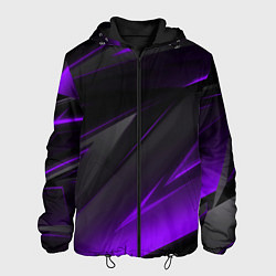 Куртка с капюшоном мужская Черно-фиолетовая геометрическая абстракция, цвет: 3D-черный