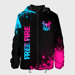 Мужская куртка Free Fire - neon gradient: символ и надпись вертик