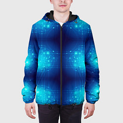 Куртка с капюшоном мужская Неоновые проводники - схемы, цвет: 3D-черный — фото 2