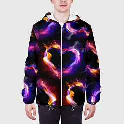 Куртка с капюшоном мужская Пламенное сердце - паттерн, цвет: 3D-белый — фото 2