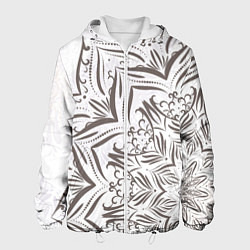 Куртка с капюшоном мужская Кружево мандал, цвет: 3D-белый