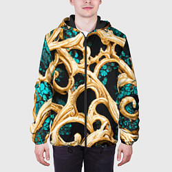 Куртка с капюшоном мужская Золотые ветви, цвет: 3D-черный — фото 2